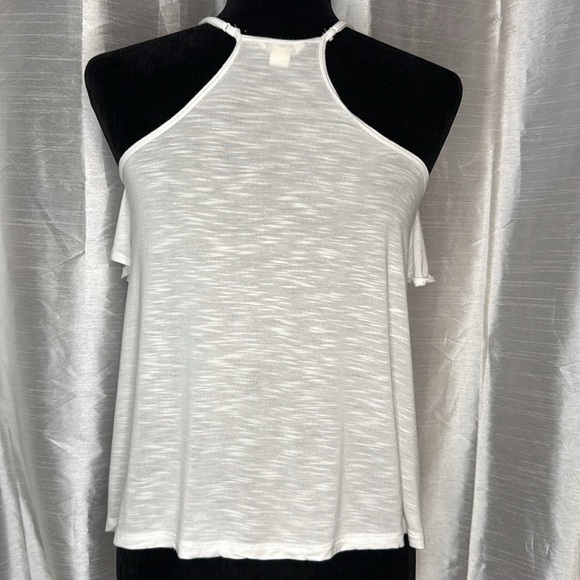 Aeropostale Spaghetti Strap Ruffle White Sleeveless Blouse Women’s Size Small - Picture 4 of 8